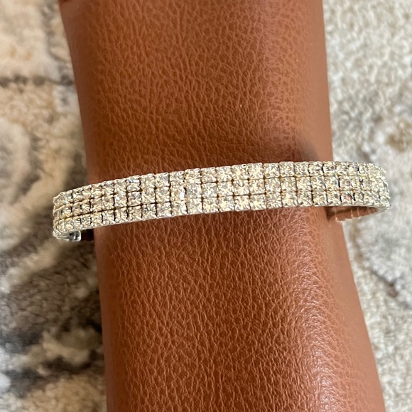 Jewelry - Crystal Paved Silver-Tone Bracelet - Elegant Women's Jewelry